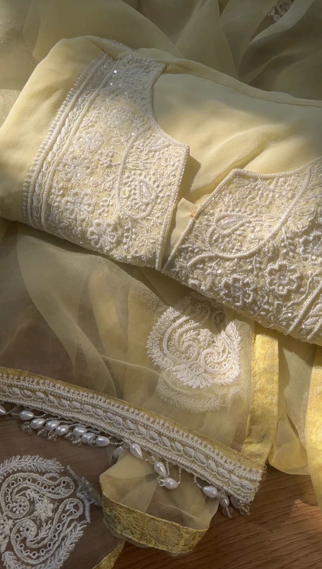 Lemon Yellow Fine Chikankari & Embellishments Suit