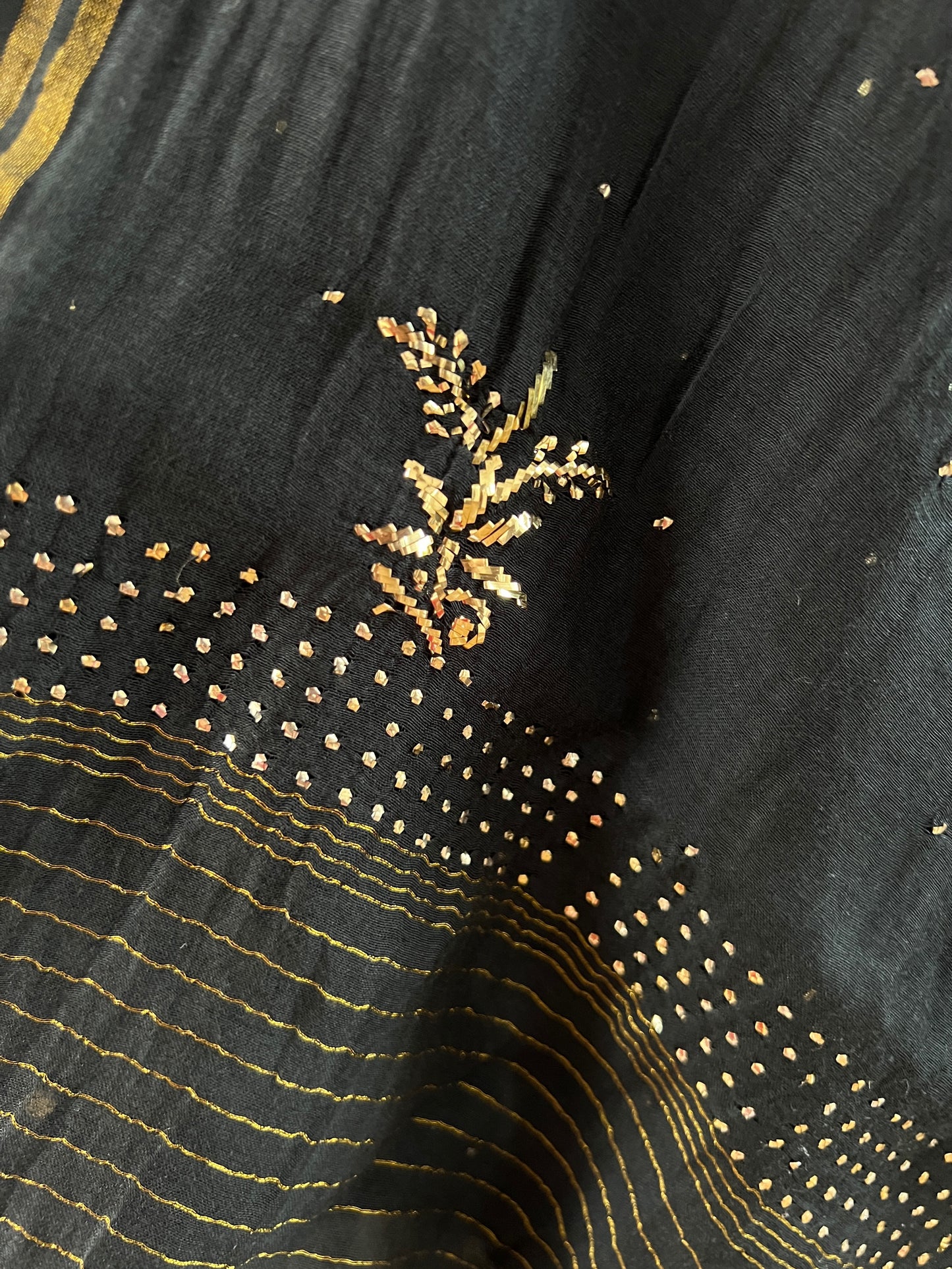 Black Mul Chanderi Bhopali Peshwaz with Mukaish