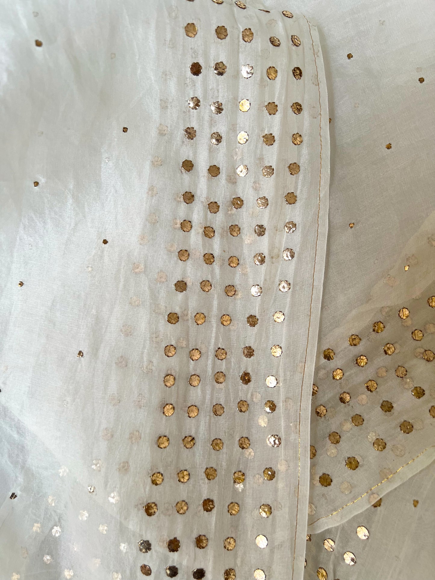 Organza Silk Dupatta with Handcrafted Mukaish Work – Elegant & Lightweight