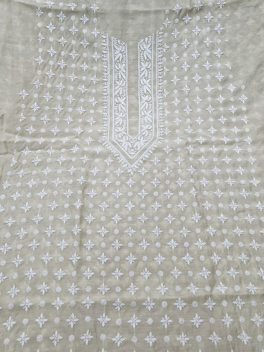 Pure Munga Silk Kurta with hand embroidered intricate Chikankari