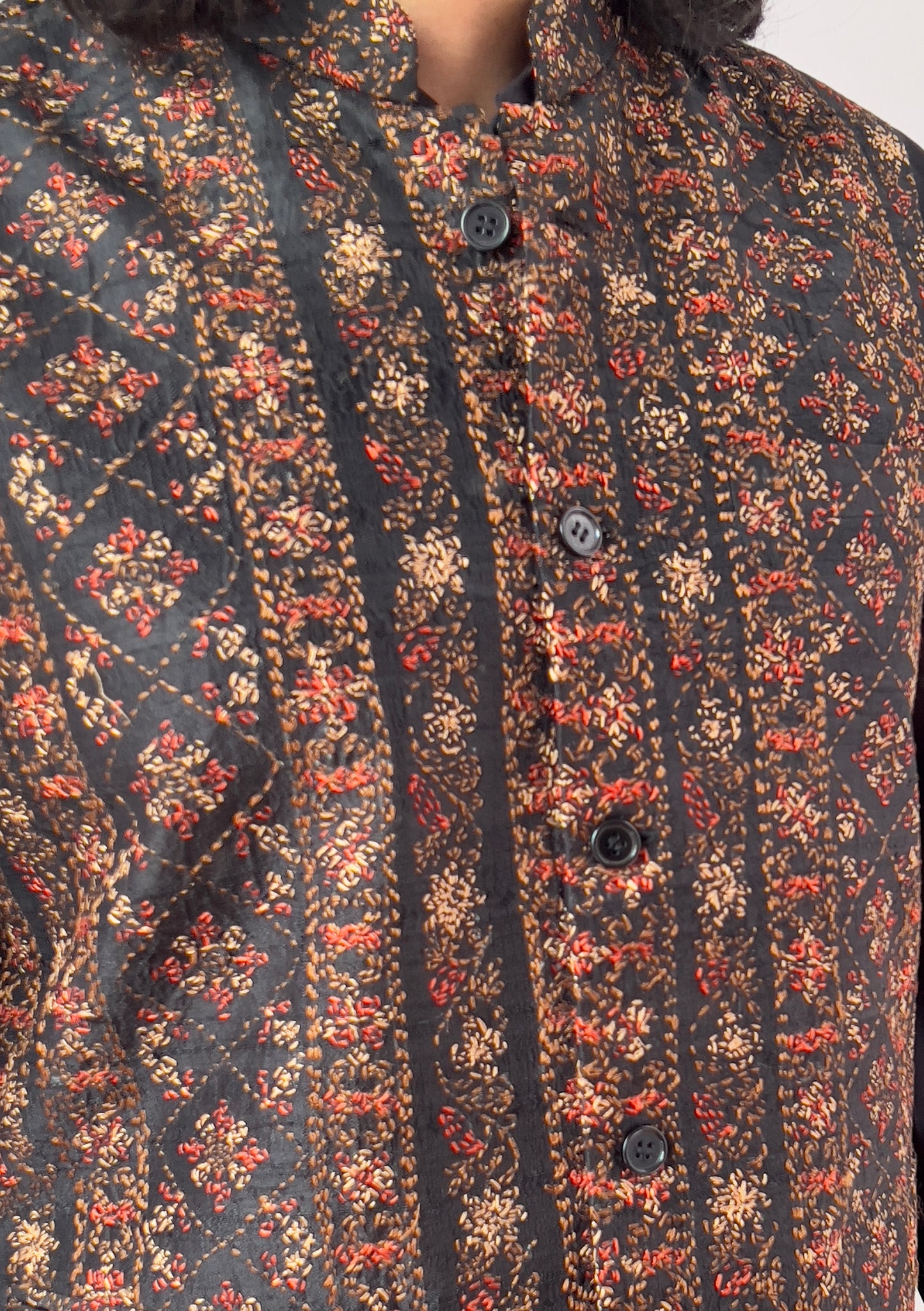 Black Silk Jackets with Resham Thread Tepchi for Men