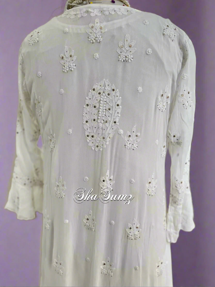 Georgette Anarkali with Chikankari & Mukaish