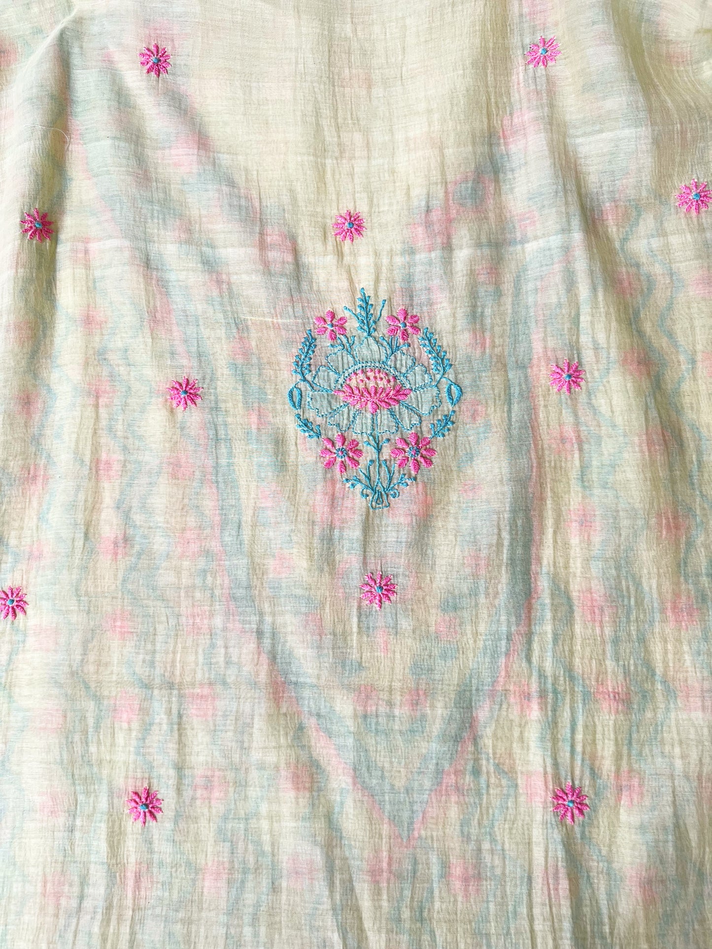 Lemon yellow Chikankari suit featuring intricate multicolour embroidery
