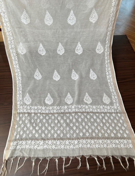 Chanderi Dupatta with Chikankari