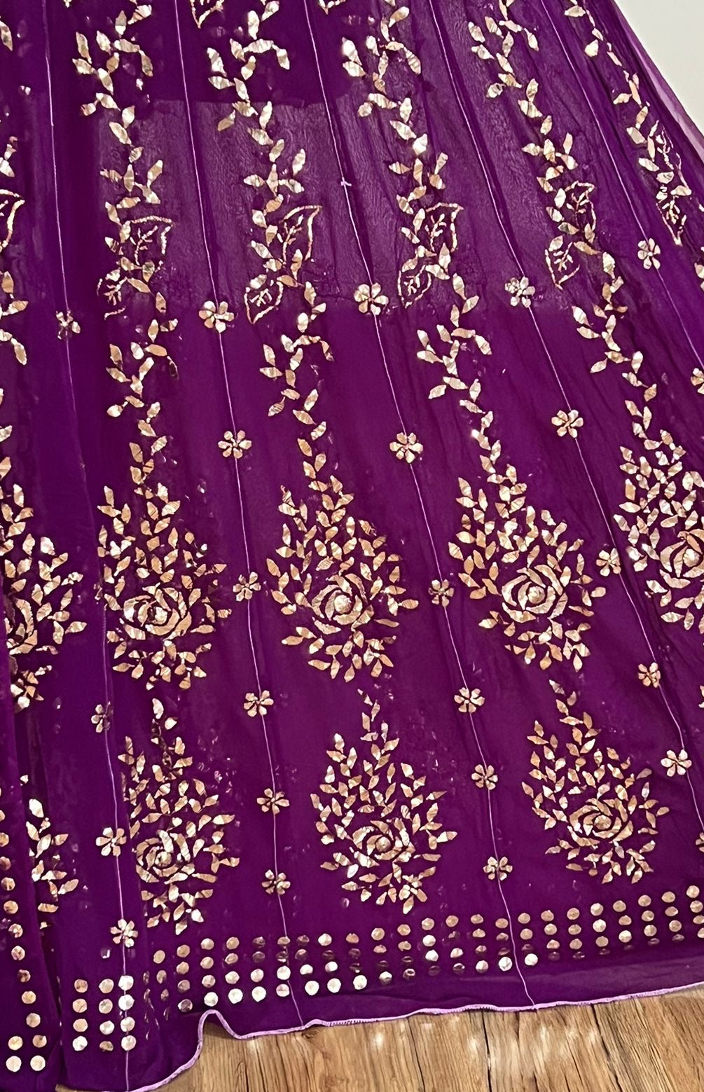 Pure Georgette Anarkali – Hand-Embroidered Mukaish