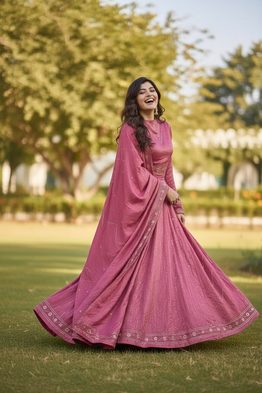 Tissue Chanderi Silk Lehanga with Mukaish