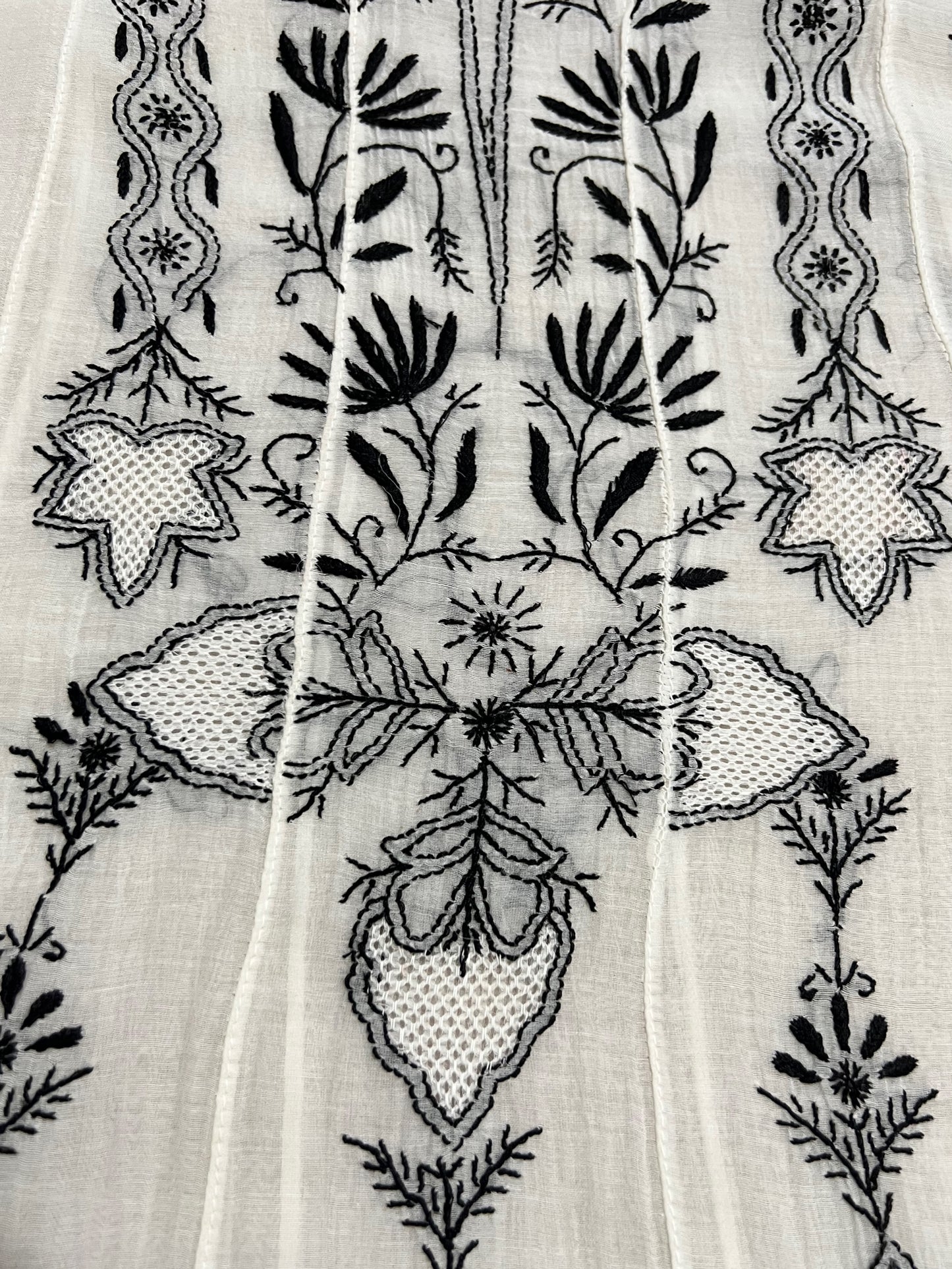 Black and White Mul Chanderi Anarkali