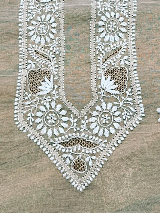 Pure Tissue Chanderi Silk Kurta with Chikankari & Kasab Haath Jaali