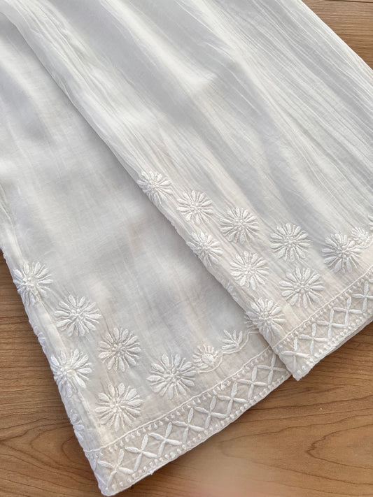 Mul Chanderi Pants with Chikankari | Dyeable