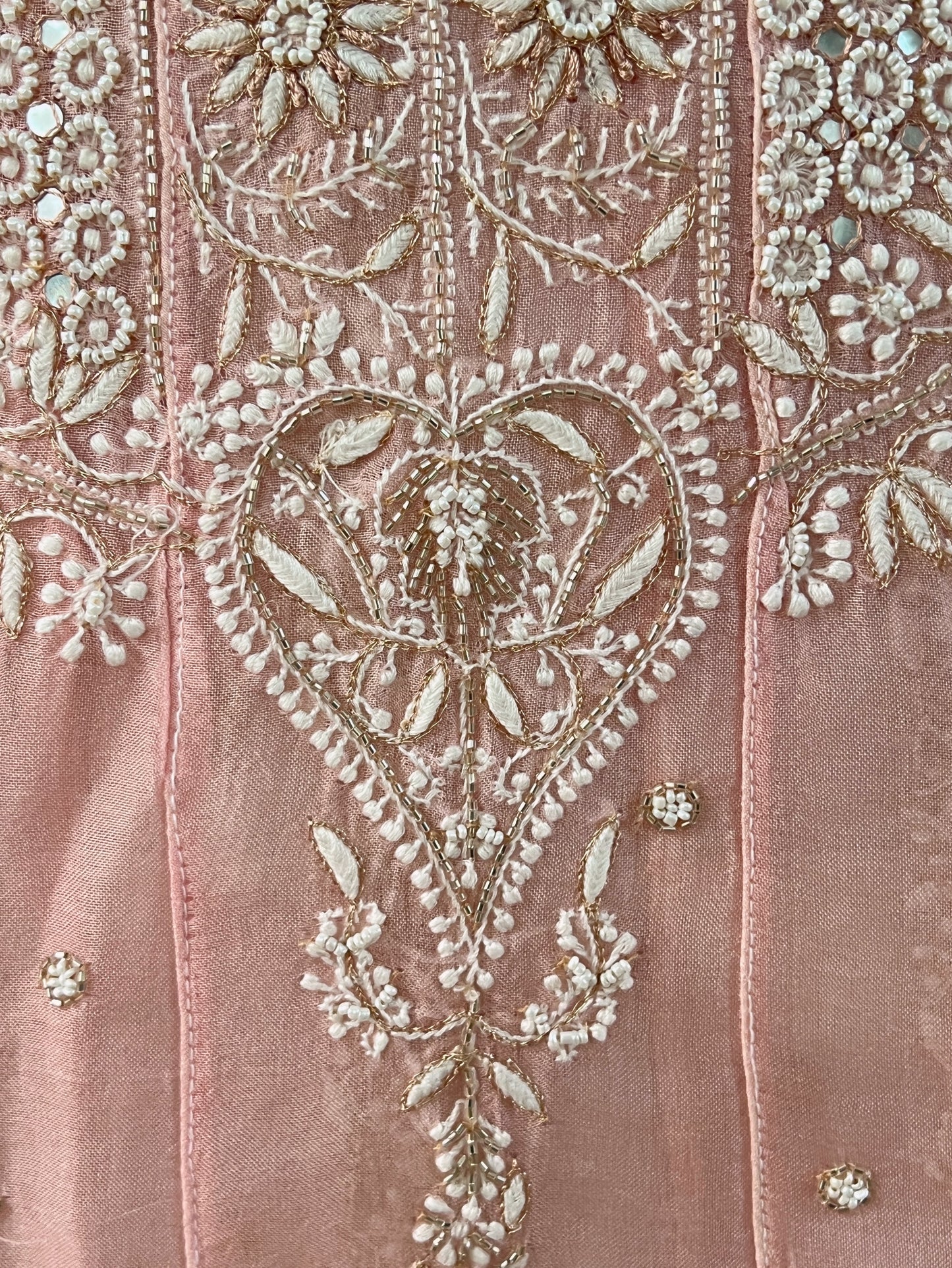 Pink Pure Organza Silk Anarkali – Hand-Embroidered Chikankari & Luxe Embellishments