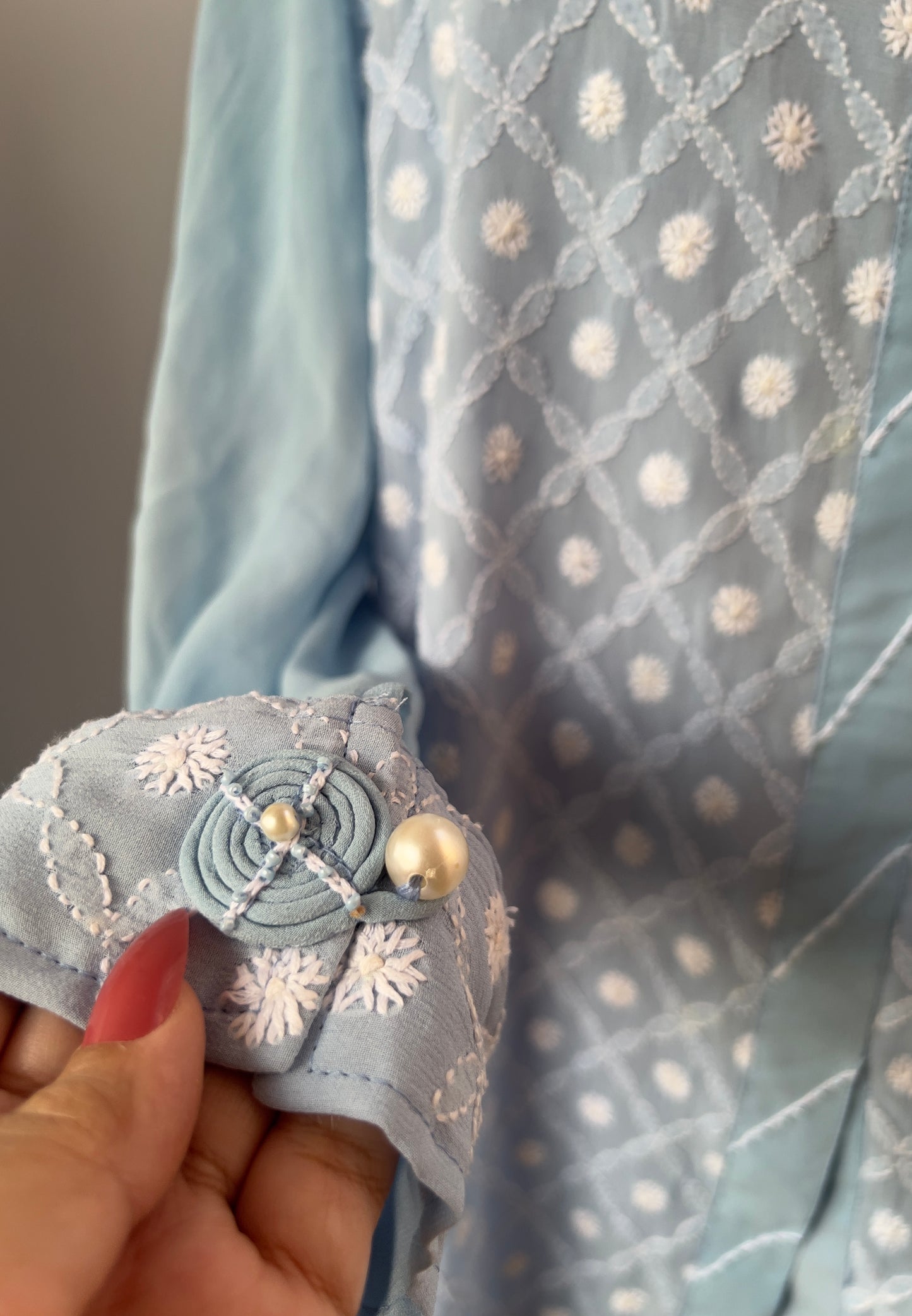 Powder Blue Shirt with Chikankari