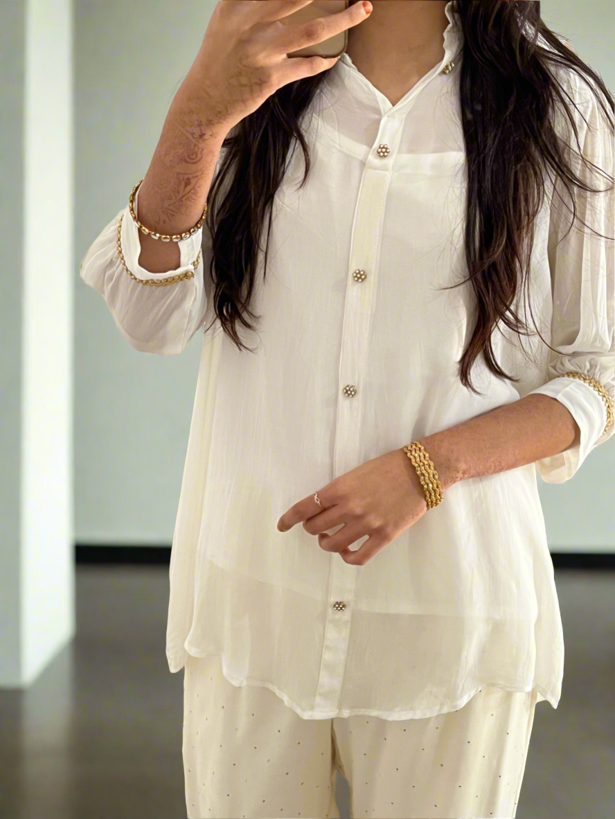 Chikankari & Mirror Work Shirt