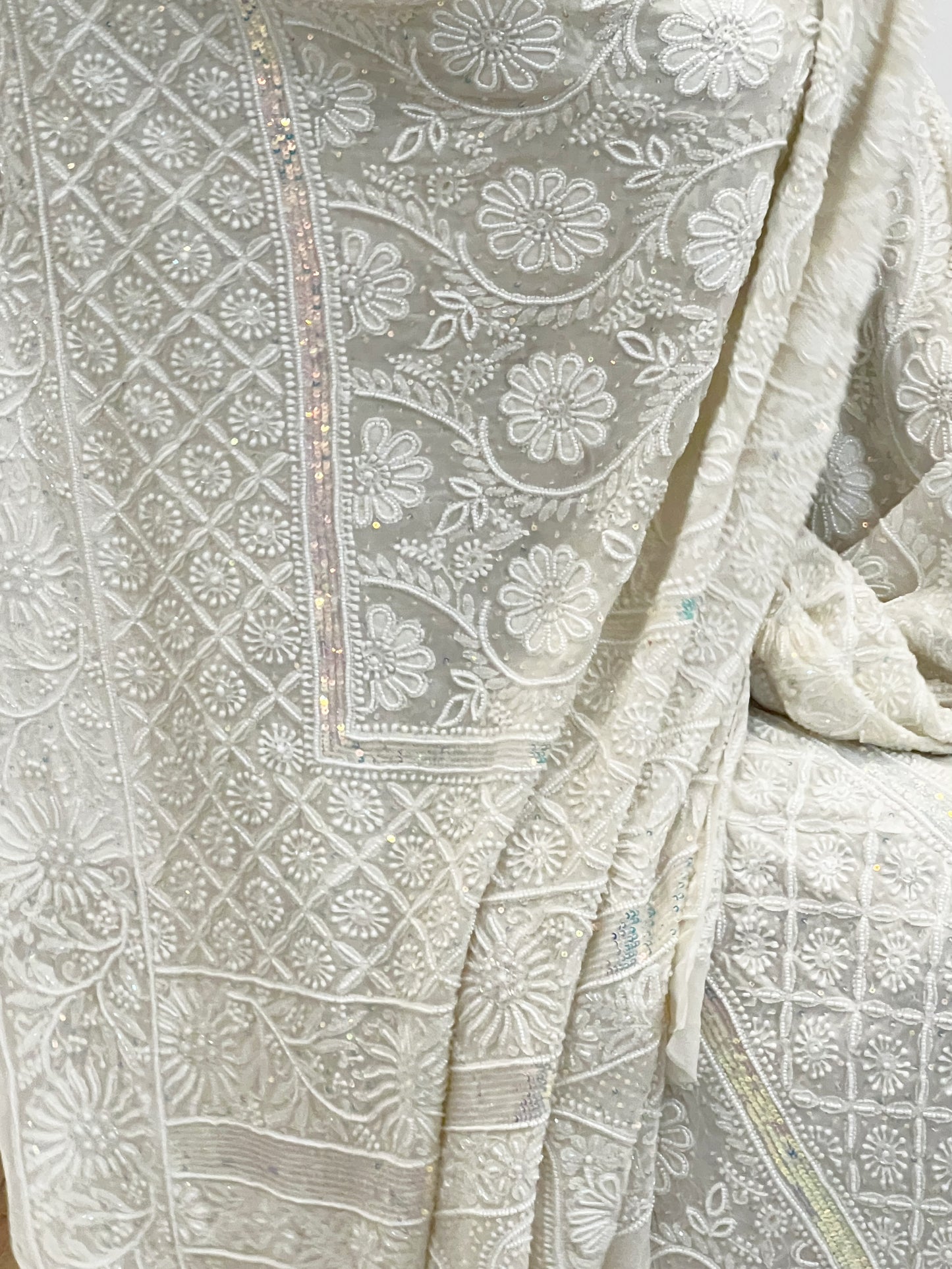 Lehenga Set with 2 Taar Chikankari and Embellishments