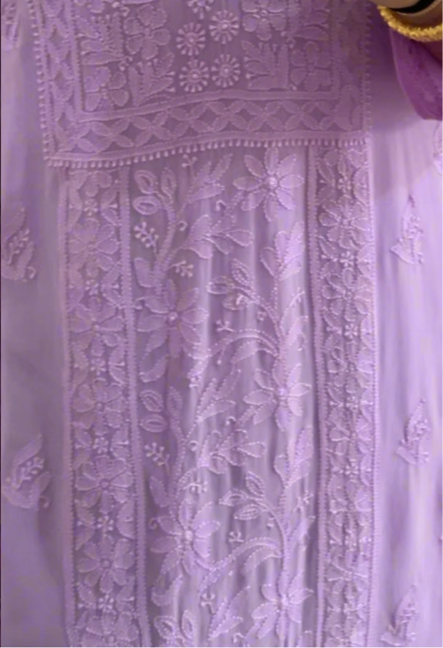 Lavender Georgette Kurti with Chikankari