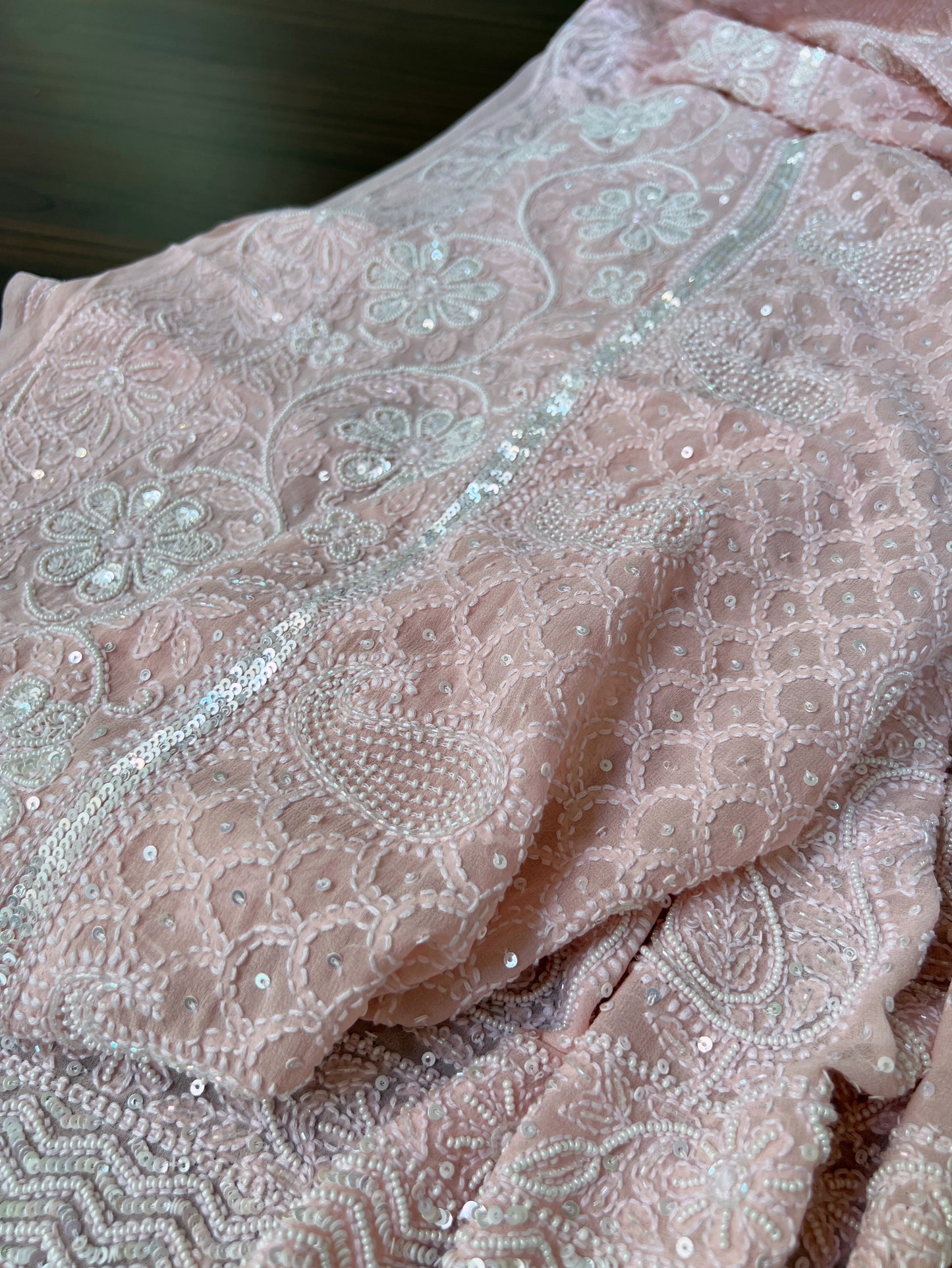 Pastel Pink Chikankari & Embellishments Dupatta