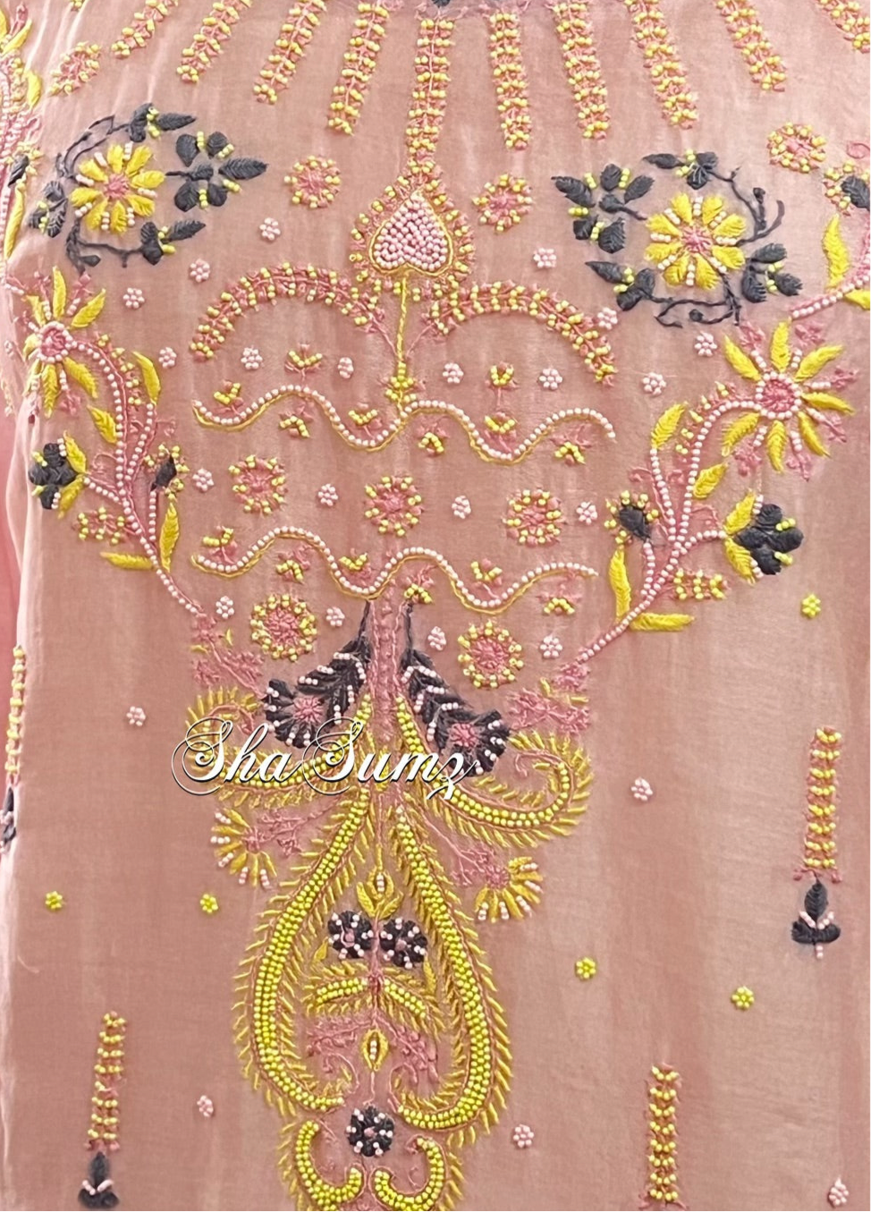 Blush Pink Chanderi Silk Suit with Chikankari & Pearls