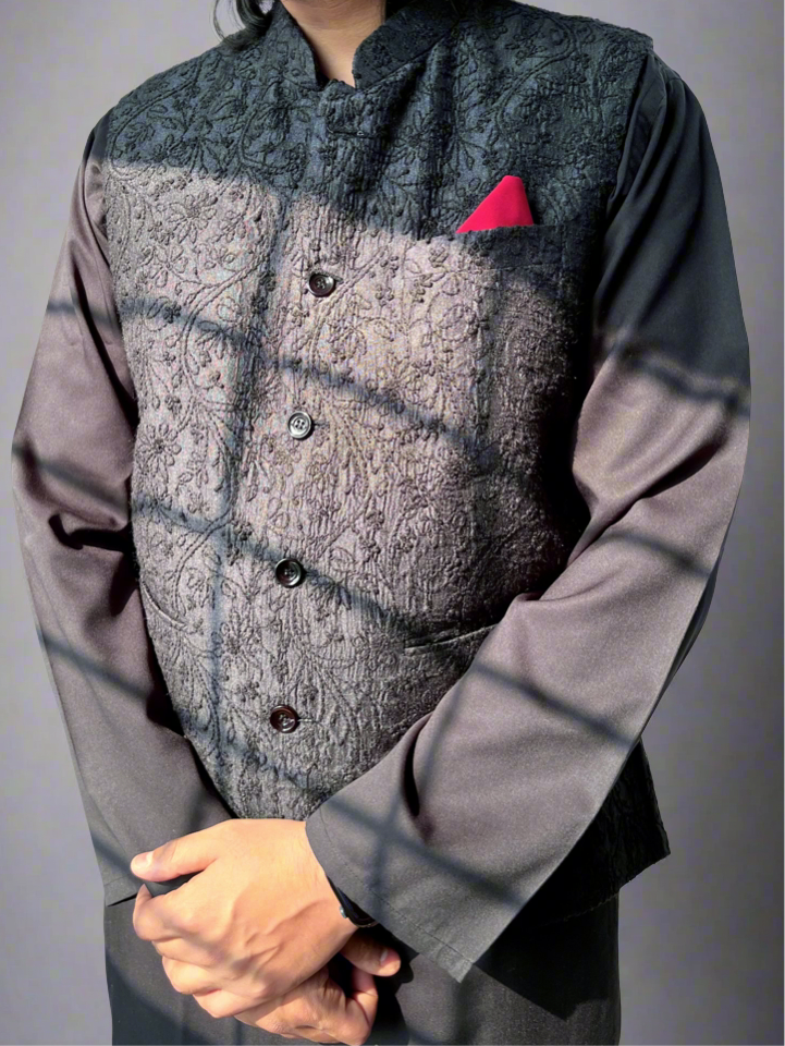 Black Silk Chikankari Jacket