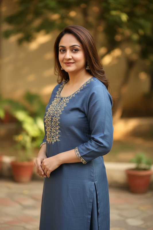 Chanderi Mukaish Kurta