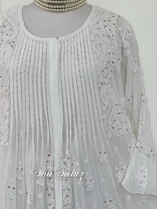 Georgette Anarkali with Chikankari & Mukaish