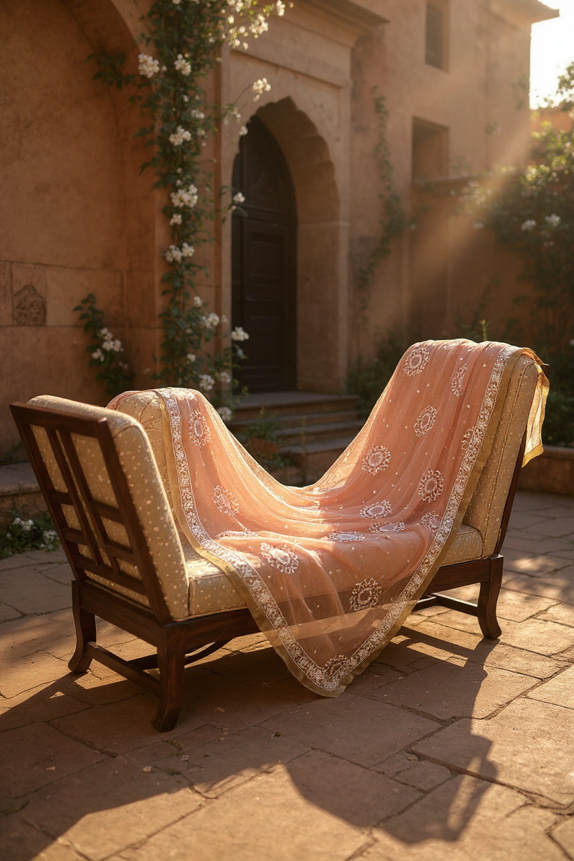 Peach Tissue Dupatta