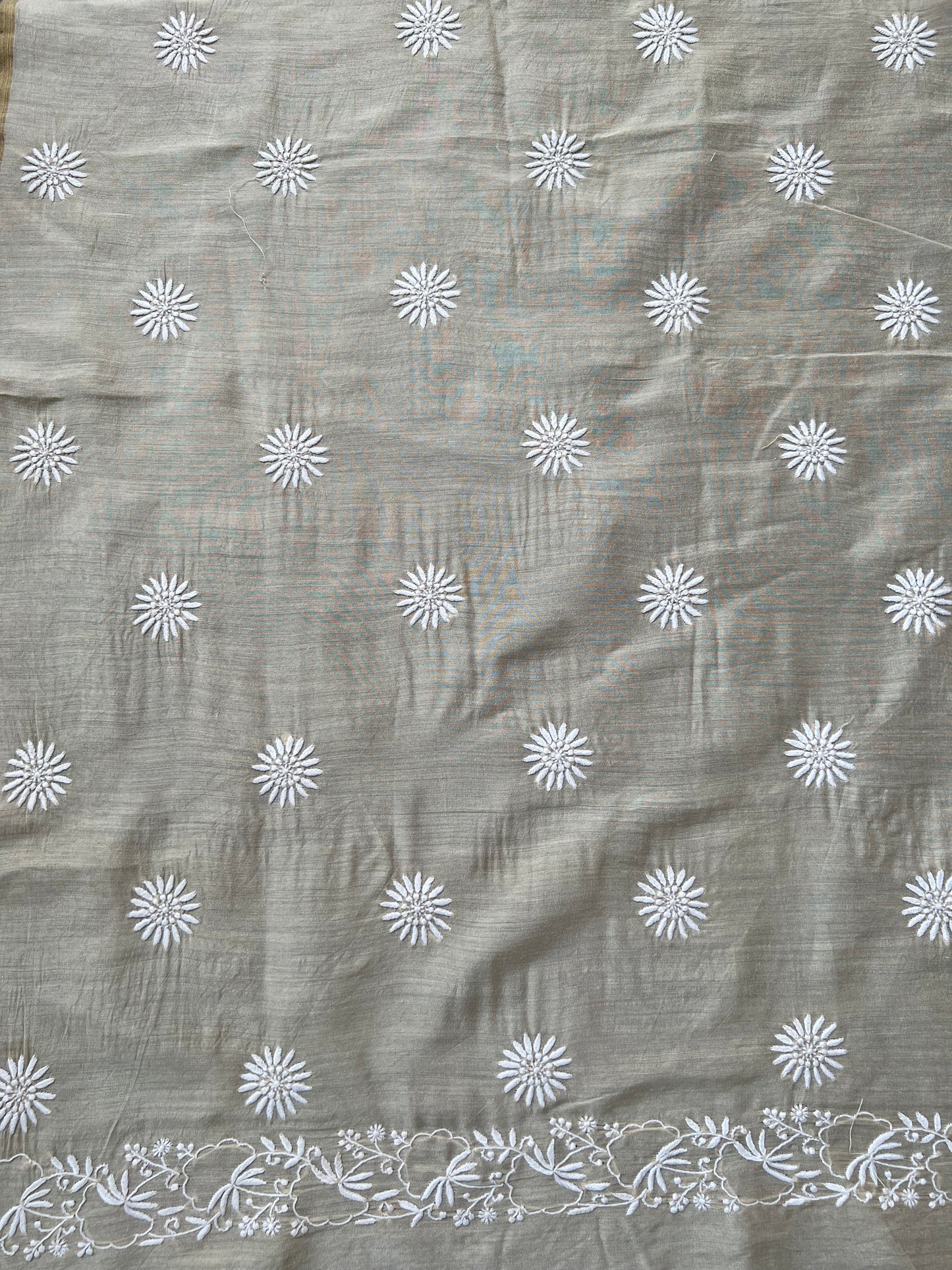 Munga Silk Blouse Fabric with Chikankari