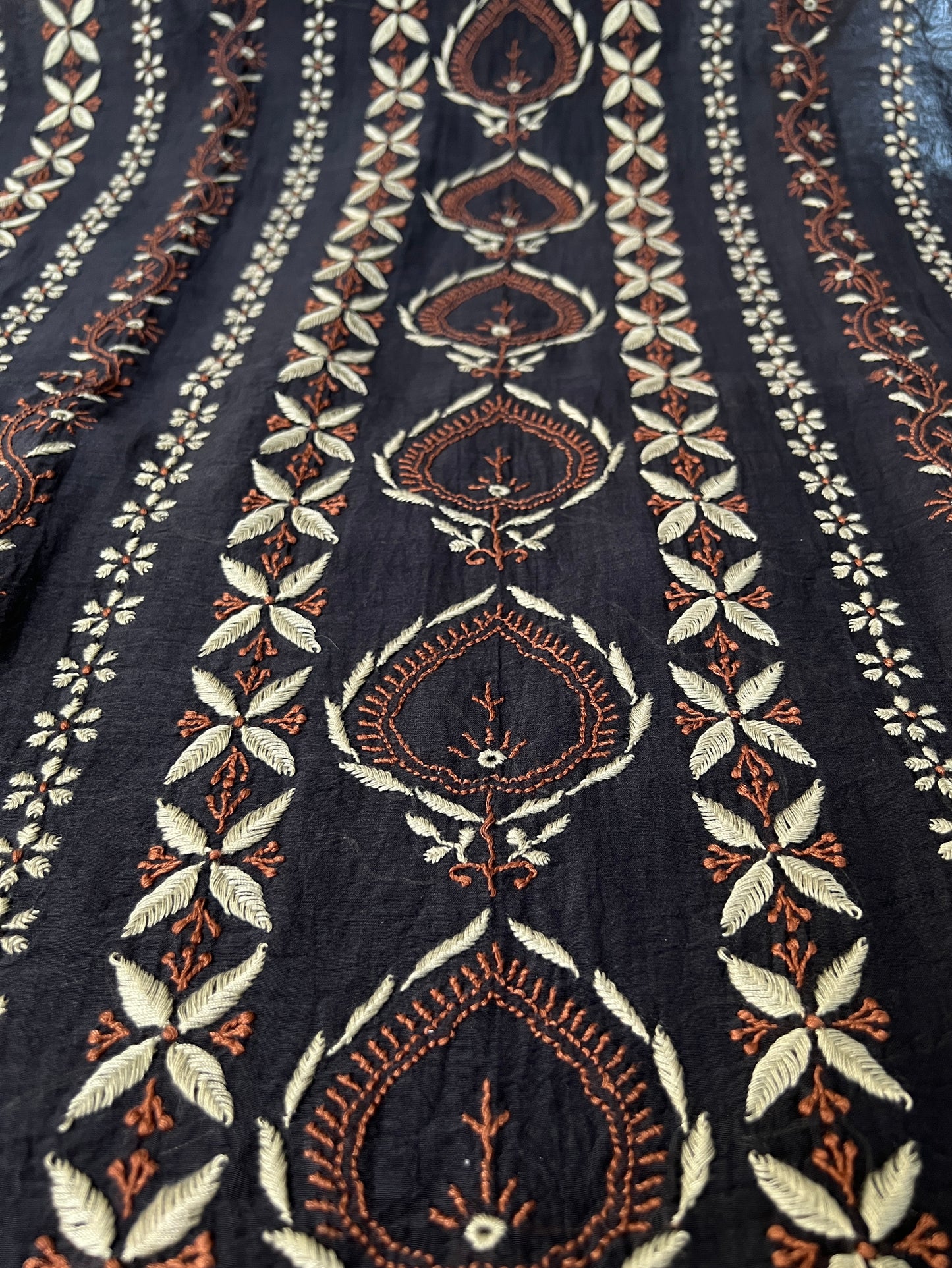 Black Mul Chanderi Suit with Dual tone Chikankari