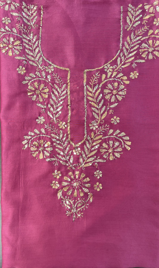Chanderi Mukaish Kurta - Magenta
