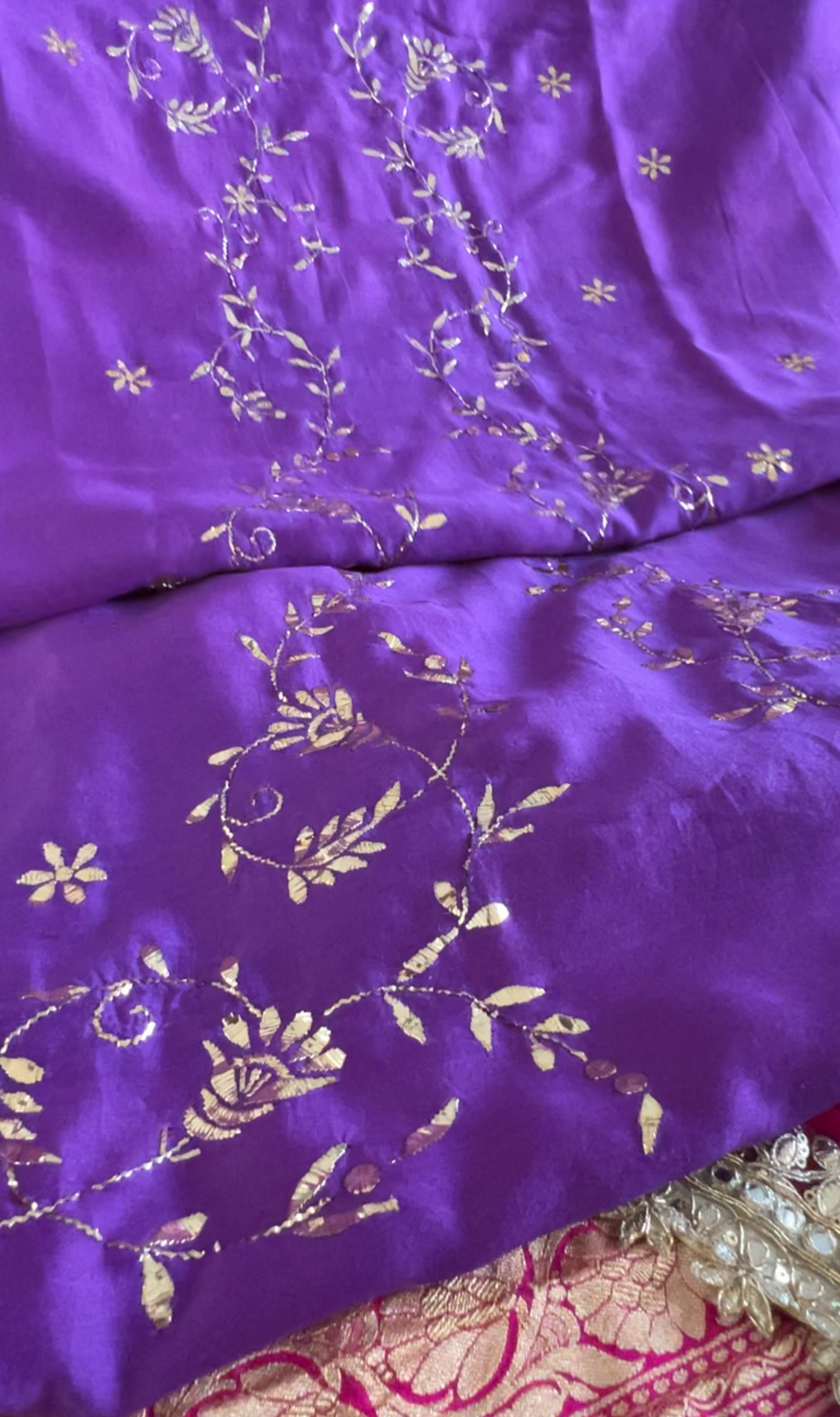 Purple Chanderi Kurta with Mukaish - Front Open design