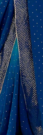 Mukaish Saree in Peacock Blue-Green