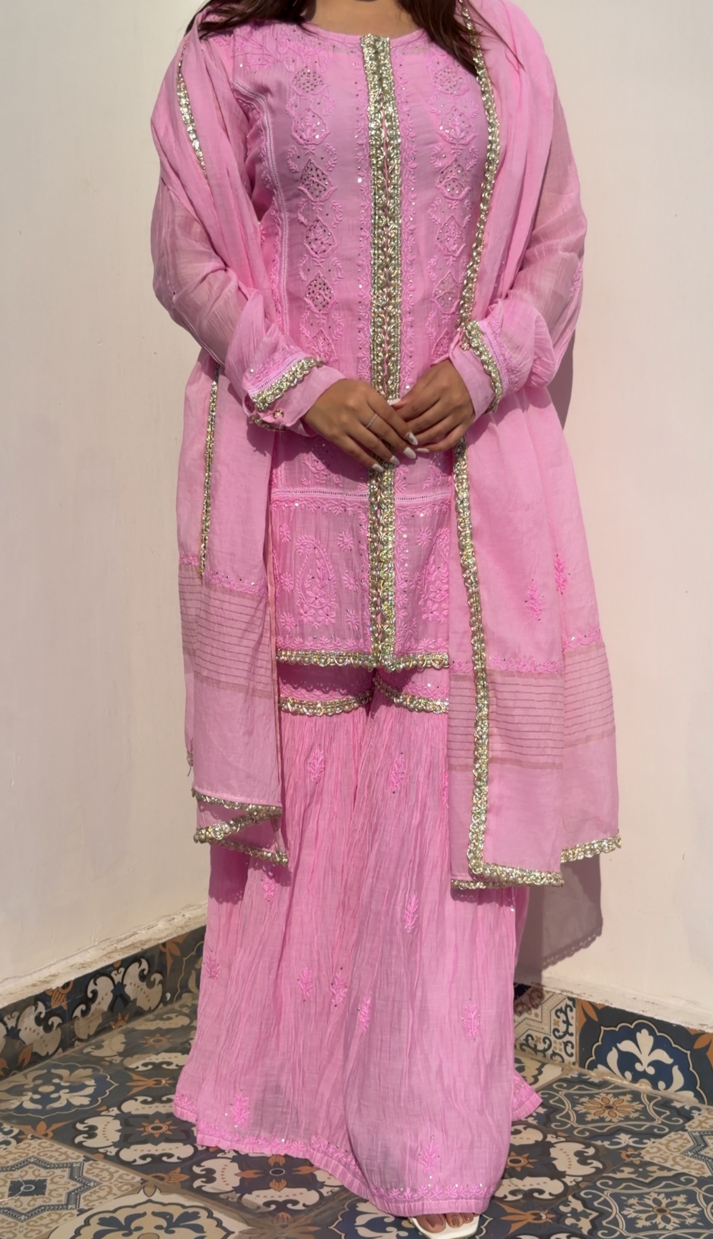 Pink Mul Chanderi Gharara