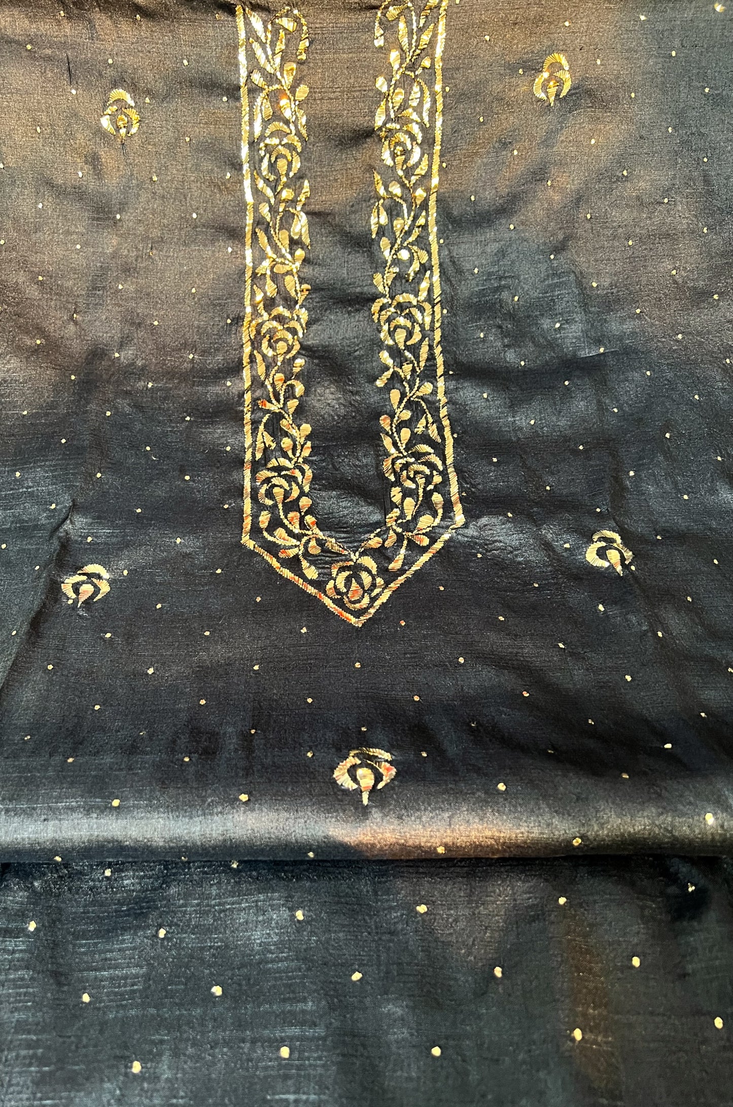 Pure Silk Kurta with Mukaish Badla & Kantha work Mukaish Dupatta