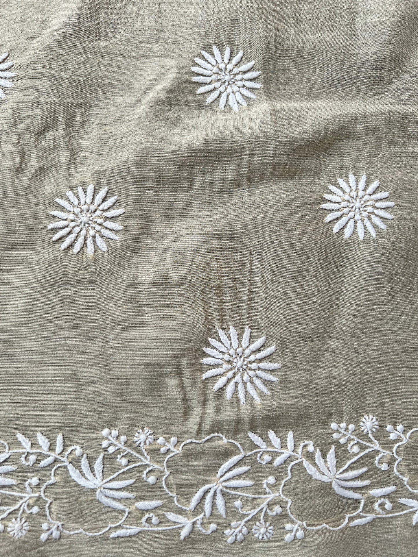 Munga Silk Blouse Fabric with Chikankari