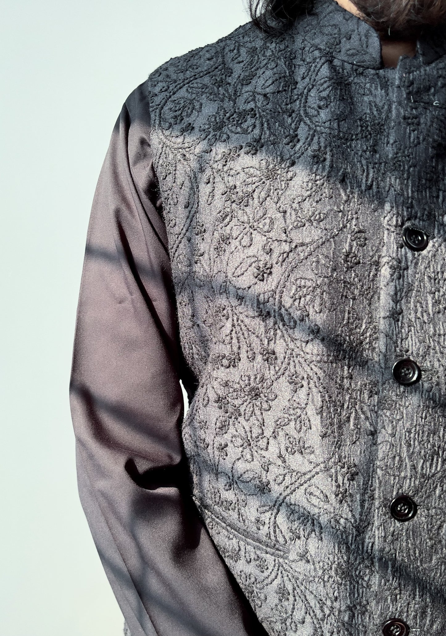 Black Silk Chikankari Jacket
