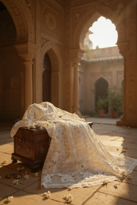 White Dove Chikankari & Mukaish Anarkali