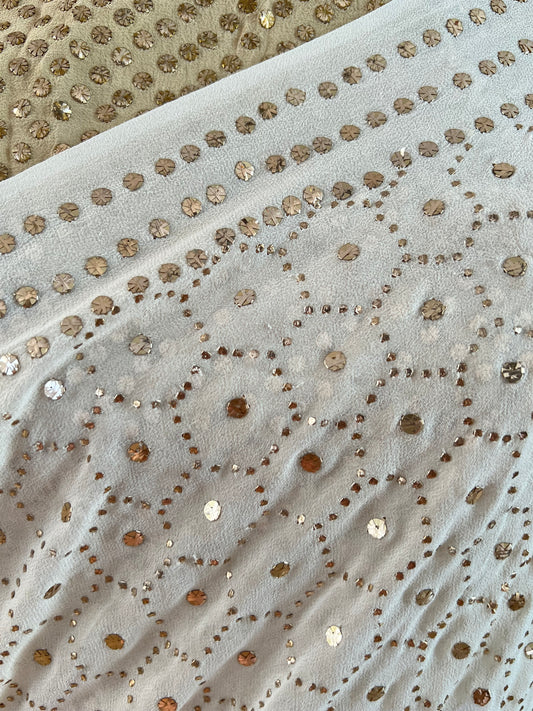 Pure Georgette Mukaish Saree - Honeycomb Design