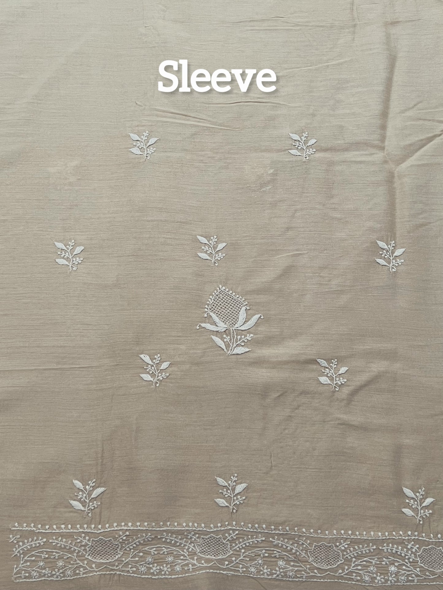 Sleeves of Pure Munga Silk Chikankari Kurta for Men