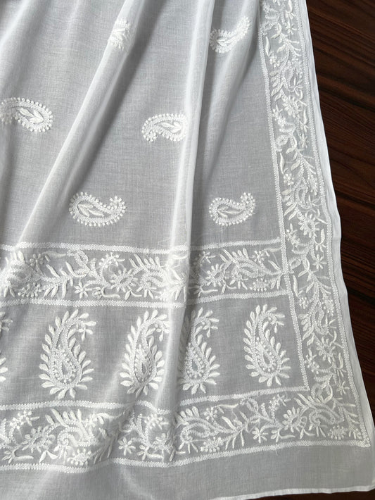 Soft Cotton Dupatta with Hand Embroidered Chikankari – Lightweight & Timeless