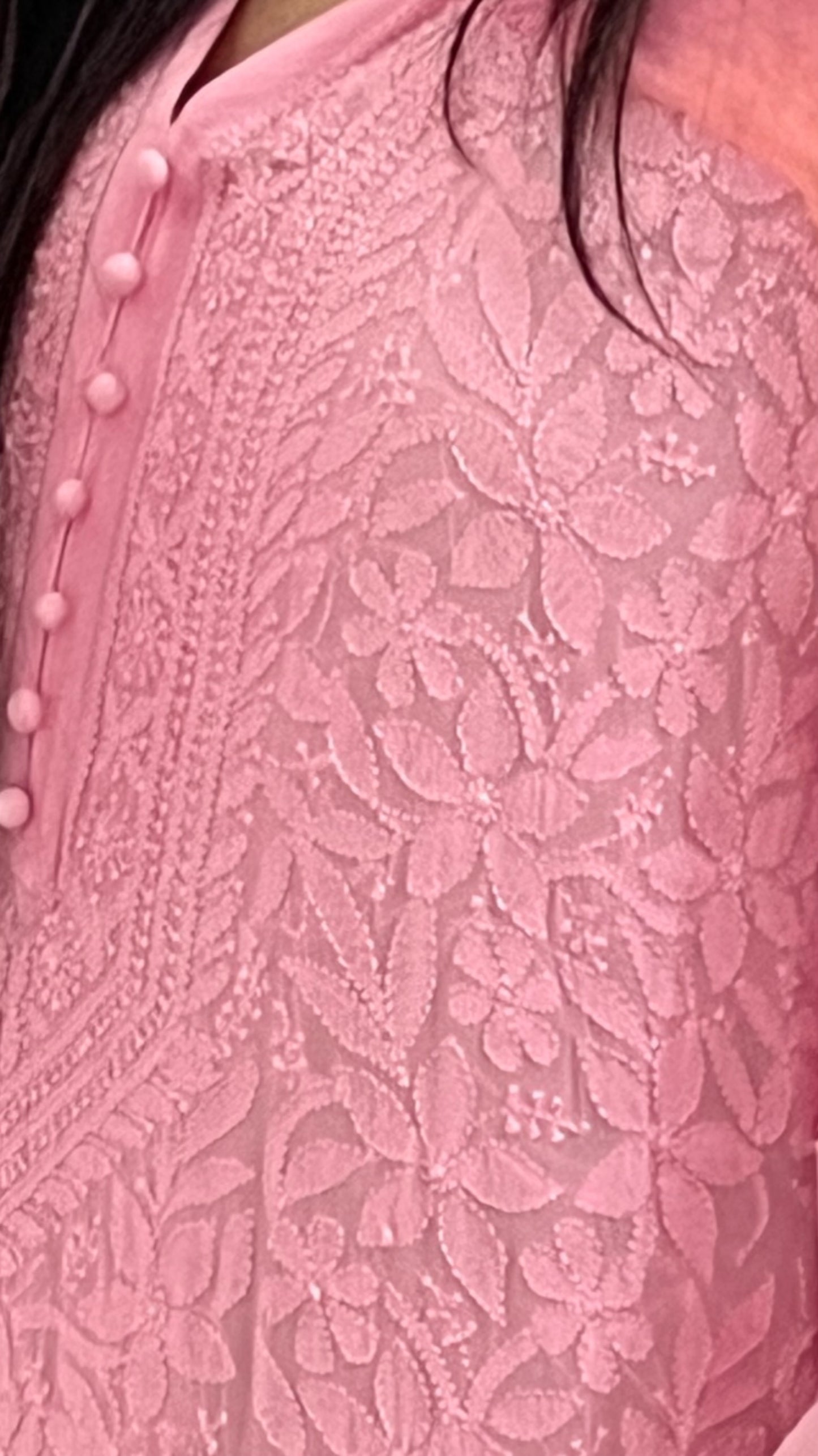 Rose Pink Chikankari Kurti