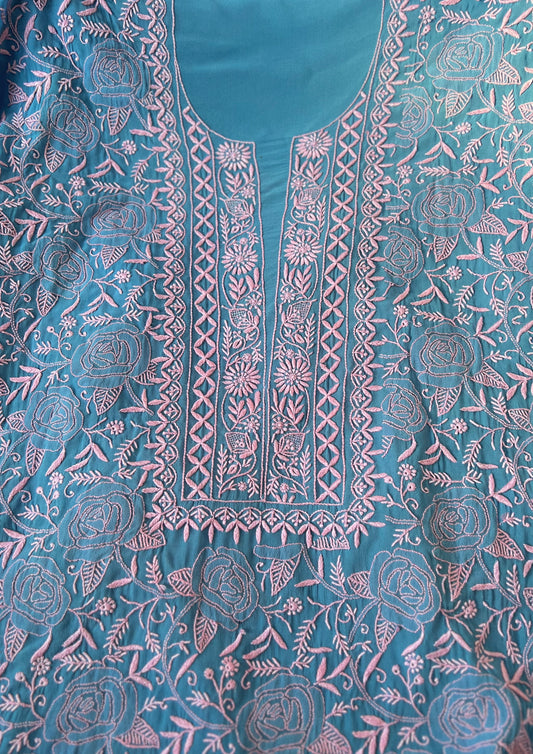 Azure Blue & Baby Pink Do Taar Chikankari Suit