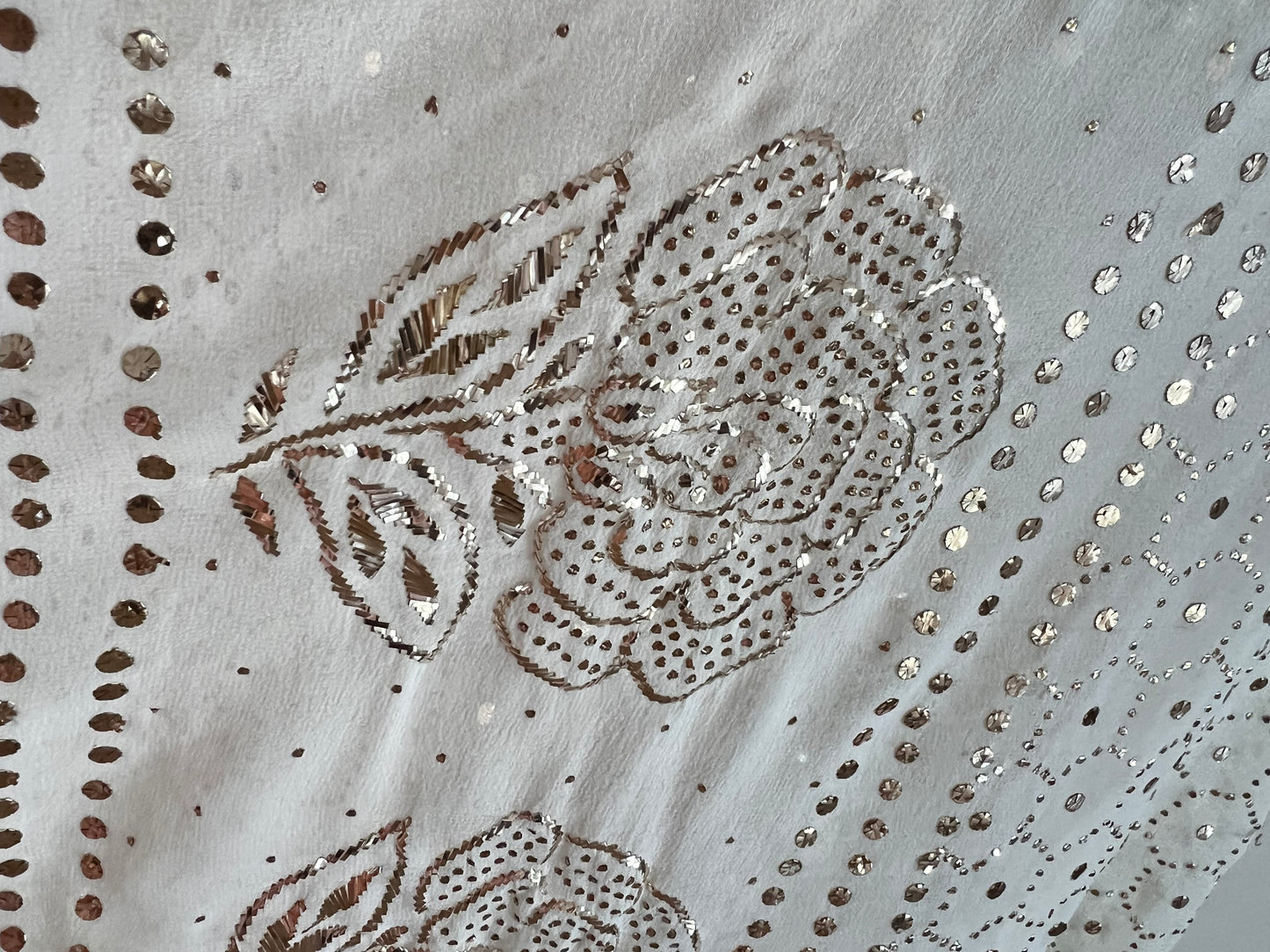 Pure Georgette Mukaish Saree - Honeycomb Design