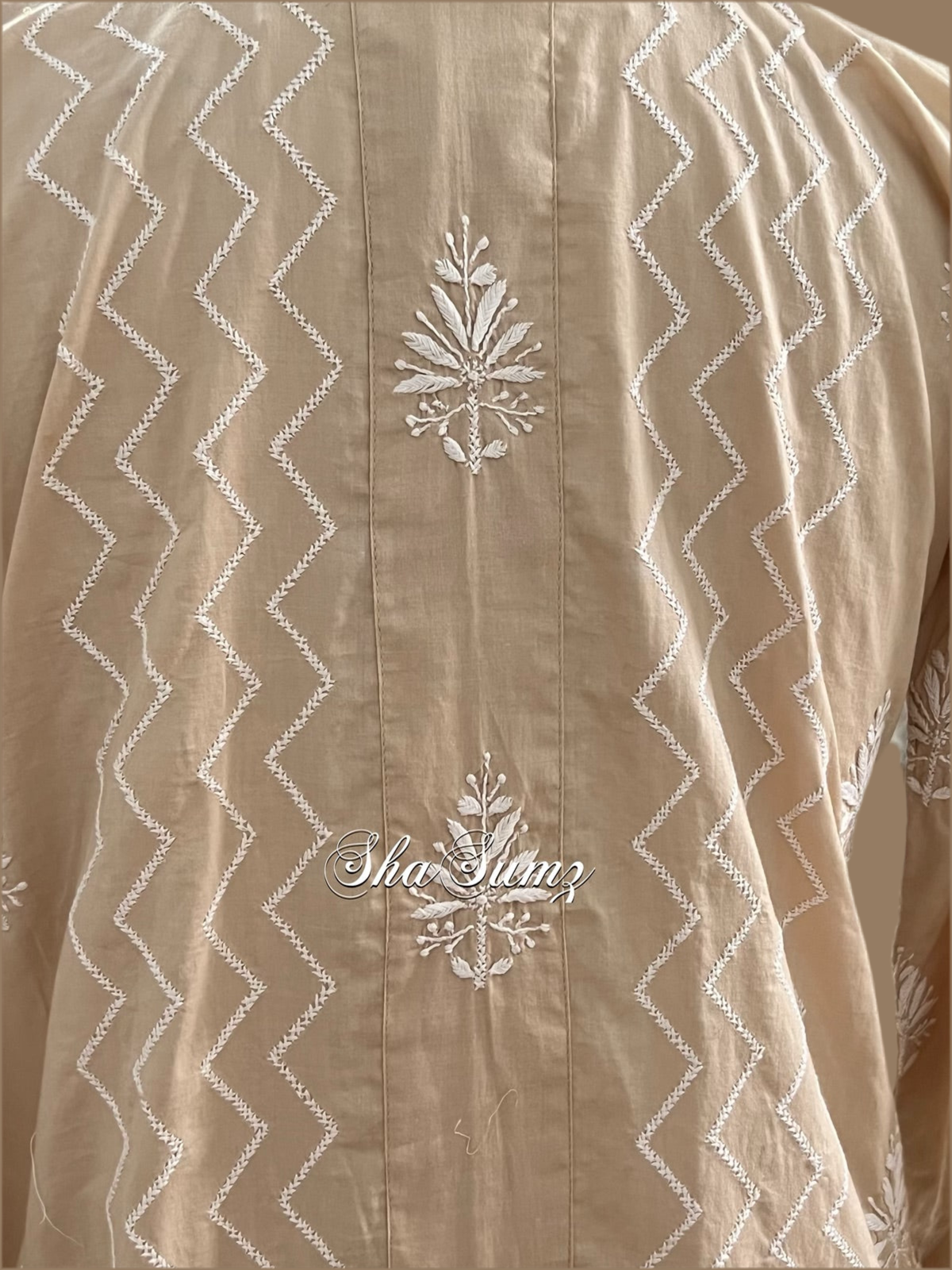 Beige Cotton Chikankari Kurti