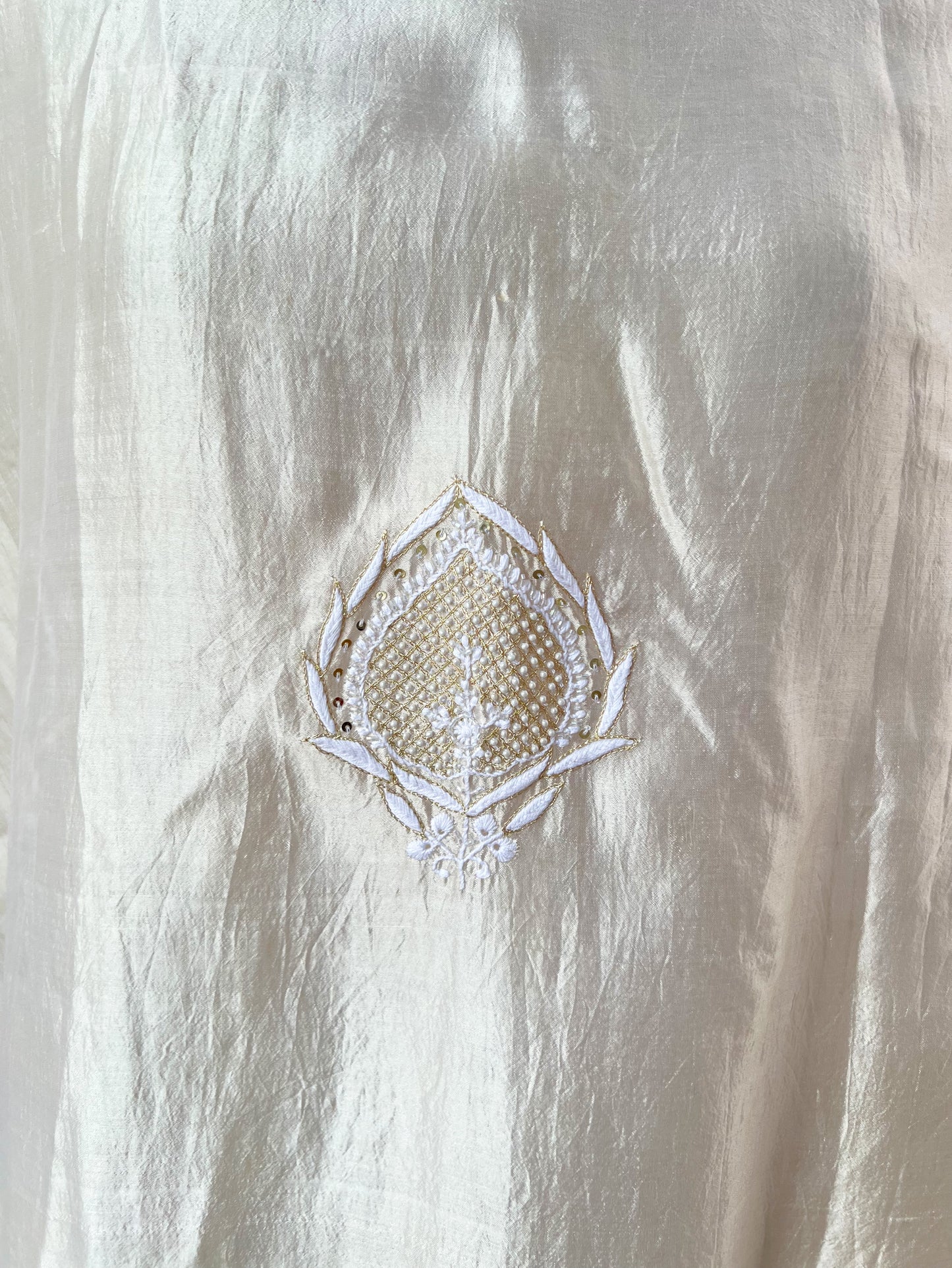 Pure Silk Chikankari Kurta with Embellishments back motif