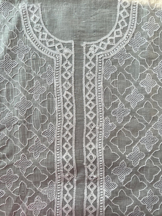 Mul Chanderi Kurta with Chikankari & Haath Jaali