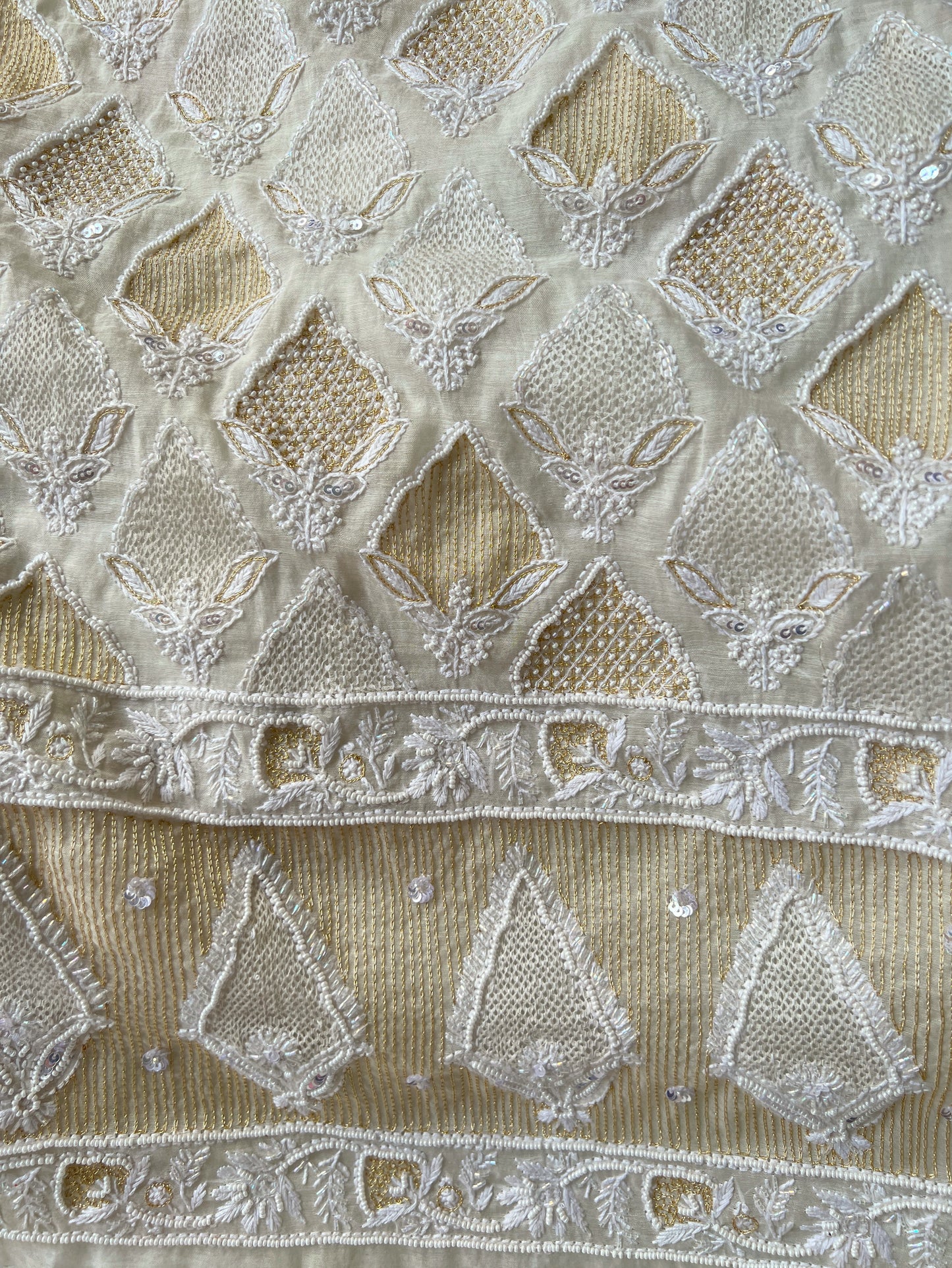 Ivory Chanderi Suit with Chikankari & Embellishments Border