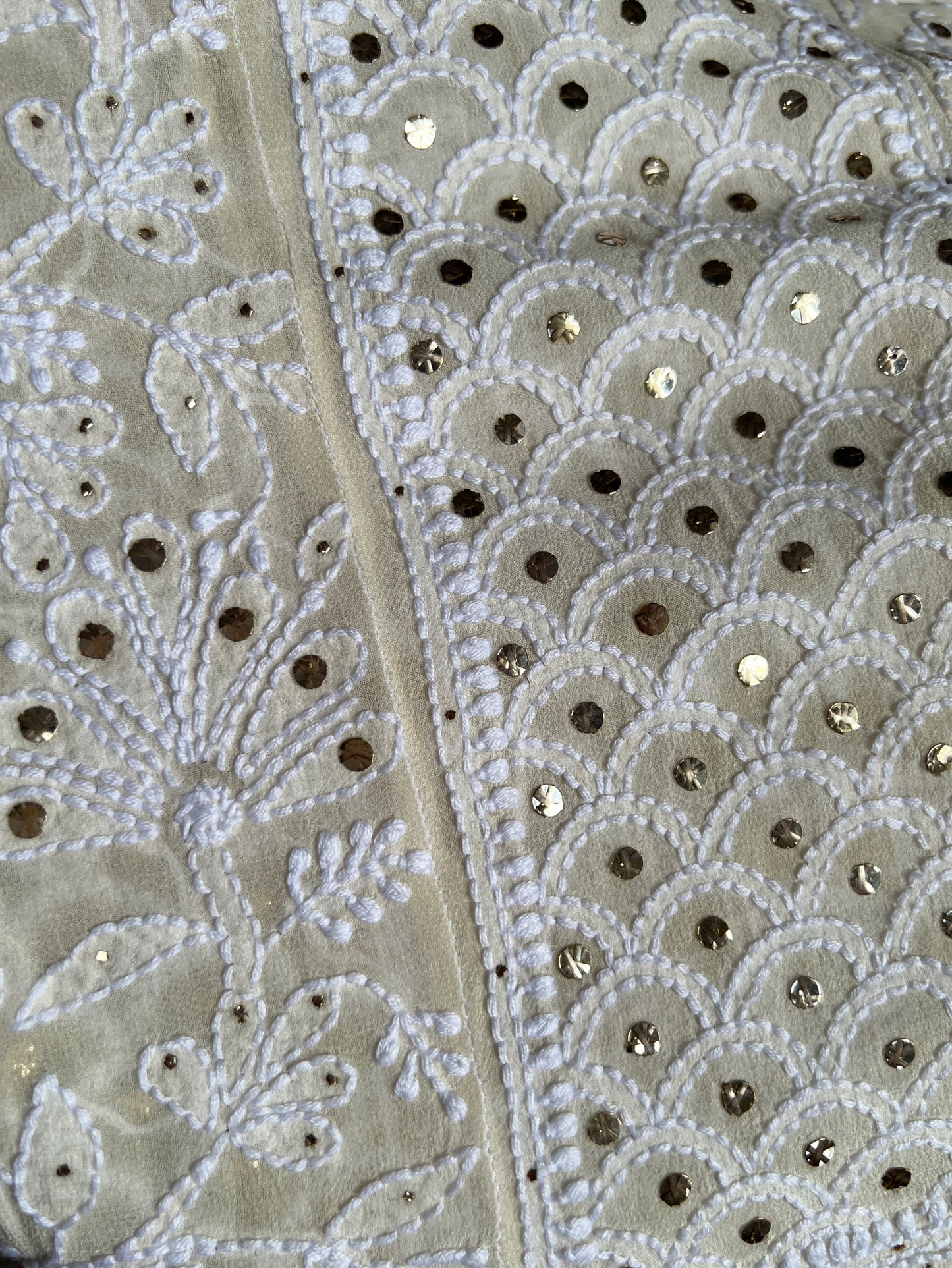 Ivory Chikankari & Mukaish Anarkali – Pure Georgette Elegance