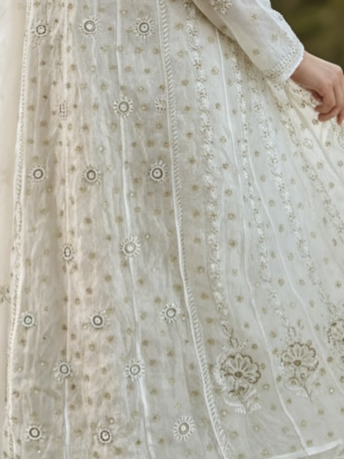 Pure Organza Silk Anarkali – Hand-Embroidered Chikankari & Luxe Embellishments