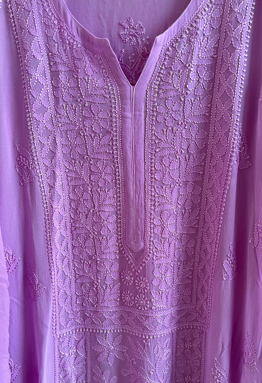Lavender Georgette Kurti with Chikankari