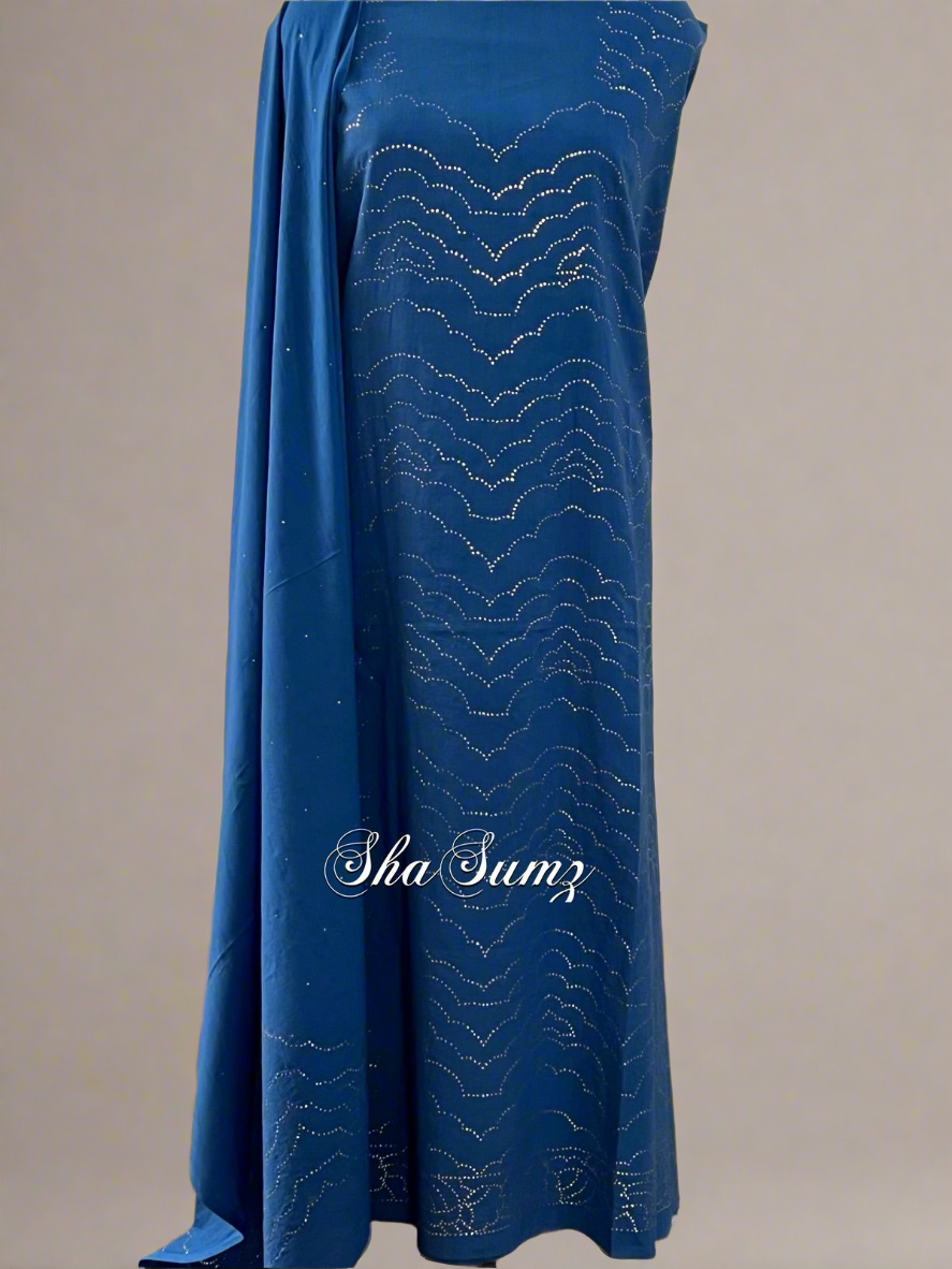 Royal Blue Cotton Suit with Kamdani