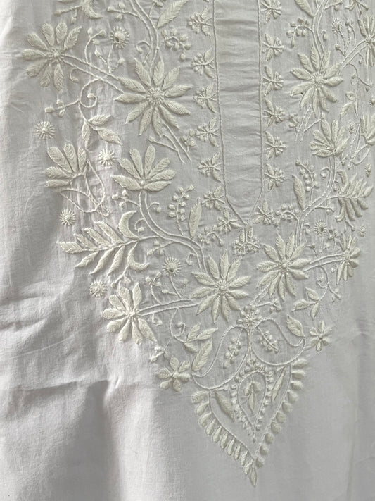 White Cotton Kurta with Chikankari