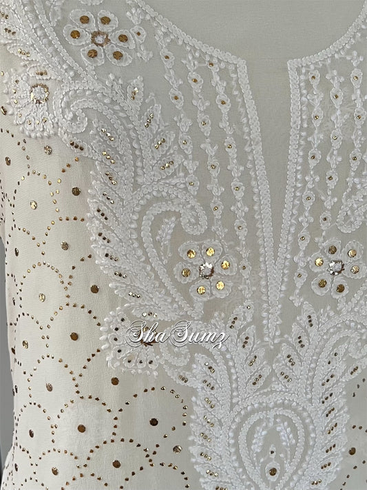 Creme Kurta with Chikankari & Mukaish